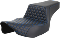 SADDLEMEN Step-Up Seat - Extended Reach - Front Honeycomb - Blue Stitch - FL '23-'24 823-07-17801 - PartsOutlet.com.au