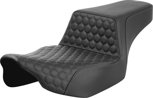 SADDLEMEN Step-Up Seat - Extended Reach - Front Honeycomb - Gray Stitch - FL '23-'24 823-07-17802 - PartsOutlet.com.au