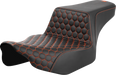 SADDLEMEN Step-Up Seat - Extended Reach - Front Honeycomb - Orange Stitch - FL '23-'24 823-07-17803 - PartsOutlet.com.au