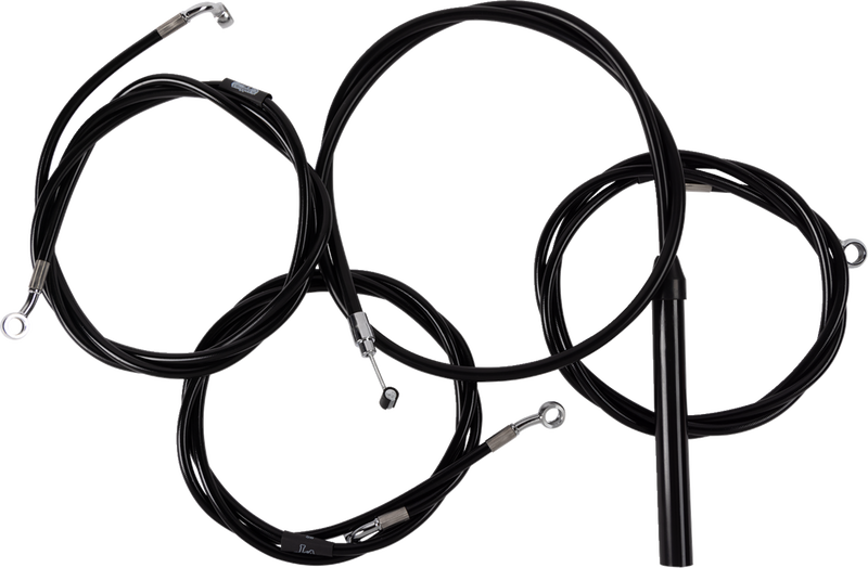 LA CHOPPERS Handlebar Cable/Brake Line Kit - Complete - 12" - 14" Handlebars - Black Vinyl - Touring '23-'24 - LA-8059KT2-13B