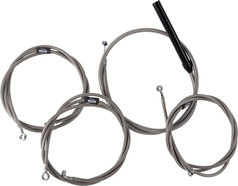 LA CHOPPERS Handlebar Cable/Brake Line Kit - Complete - 12" - 14" Handlebars - Stainless - Touring '23-'24 - LA-8059KT2-13