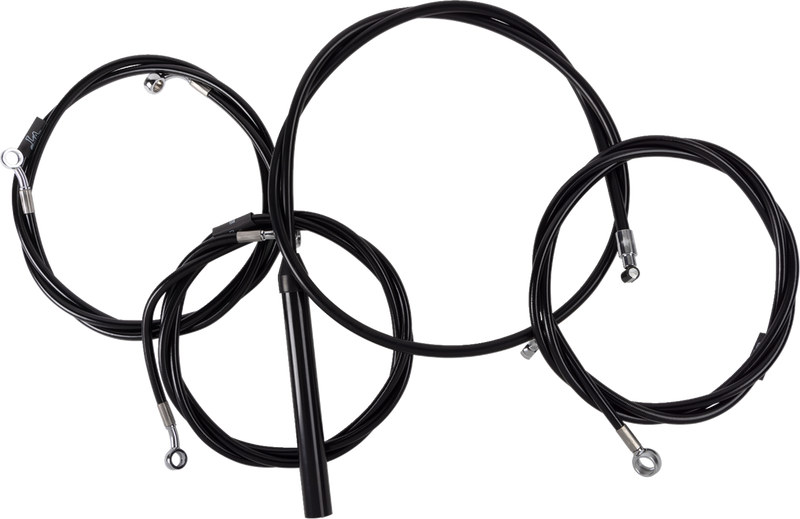 LA CHOPPERS Handlebar Cable/Brake Line Kit - Complete - 15" - 17" Handlebars - Black Vinyl - Touring '23-'24 - LA-8059KT2-16B