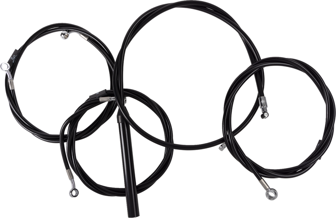 LA CHOPPERS Handlebar Cable/Brake Line Kit - Complete - 15" - 17" Handlebars - Black Vinyl - FL '23-'24 - LA-8059KT2-16B