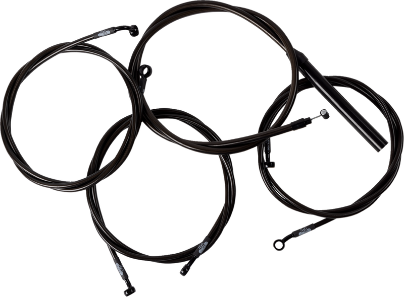 LA CHOPPERS Handlebar Cable/Brake Line Kit - Complete - 15" - 17" Handlebars - Midnight - Touring '23-'24 - LA-8059KT2-16M