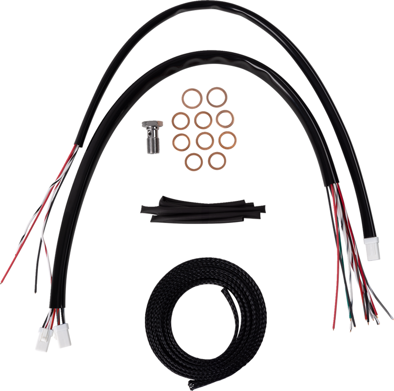 LA CHOPPERS Handlebar Cable/Brake Line Kit - Complete - 12" - 14" Handlebars - Black Vinyl - Touring '23-'24 - LA-8059KT2-13B