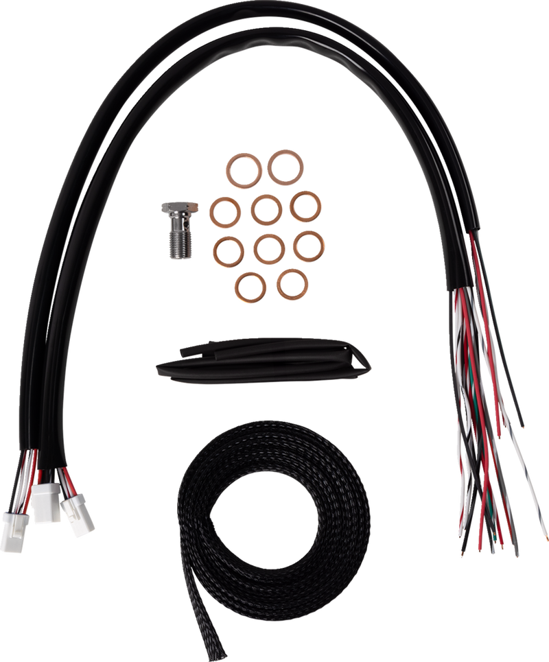 LA CHOPPERS Handlebar Cable/Brake Line Kit - Complete - 15" - 17" Handlebars - Black Vinyl - Touring '23-'24 - LA-8059KT2-16B