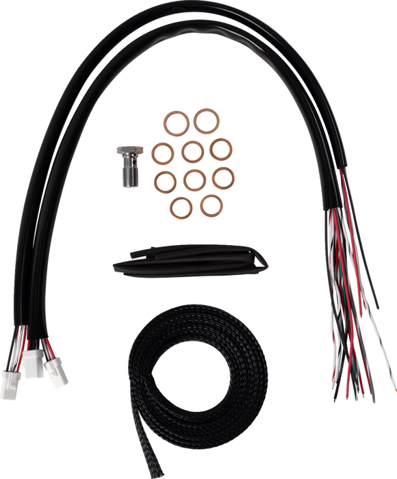 LA CHOPPERS Handlebar Cable/Brake Line Kit - Complete - 15" - 17" Handlebars - Black Vinyl - FL '23-'24 - LA-8059KT2-16B