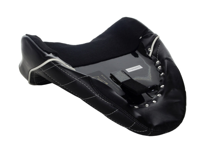 LE PERA Bare Bones Solo Seat With White Diamond Stitch & Piping. Fits Softail Deluxe & Heritage Softail Classic 2018up - LYX-007DMWTP - PartsOutlet.com.au
