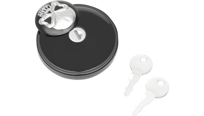 DRAG SPECIALTIES Non-Vented Skull Locking Gas Cap - Harley-Davidson '96-'23 - Black 03-0320ABS-B - PartsOutlet.com.au