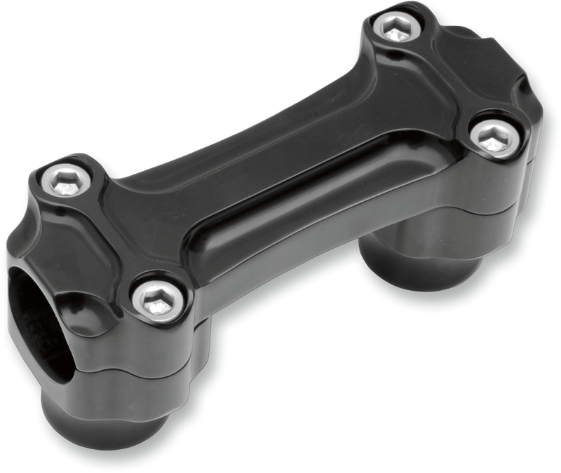 TODD'S CYCLE Bone Bar Handlebar Clamp & Riser Kit - 1" Rise - 1-1/4" Clamping - Black 0602-0913