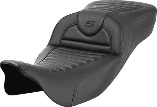 SADDLEMEN Roadsofa Extended Reach Seat - without Backrest - Tuck-n-Roll - Carbon Fiber - FL '08-'23 808-07B-20500 - PartsOutlet.com.au