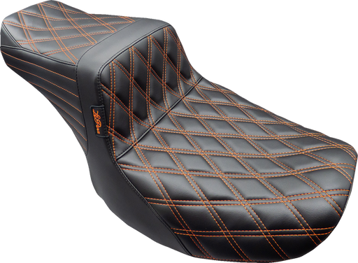 LE PERA Tailwhip Seat - Burnt Orange Double Diamond Stitch - FLH/FLT -'23-'24 LV-587DD-OB4 - PartsOutlet.com.au