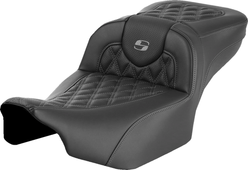 SADDLEMEN Roadsofa Extended Reach Seat - without Backrest - Lattice Stitch - Gray Stitch - FLTR/FLHX '23-'24 823-07-18402 - PartsOutlet.com.au