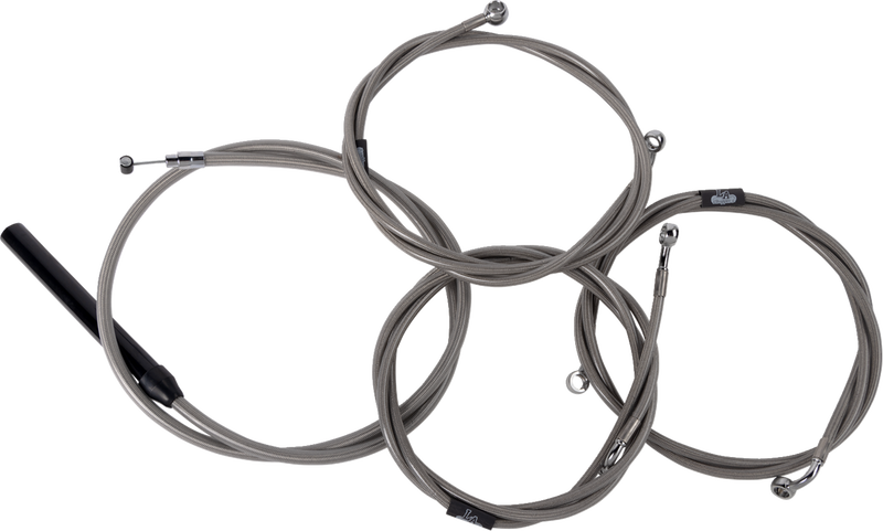 LA CHOPPERS Handlebar Cable/Brake Line Kit - Complete - 15" - 17" Handlebars - Stainless - Touring '23-'24 - LA-8059KT2-16