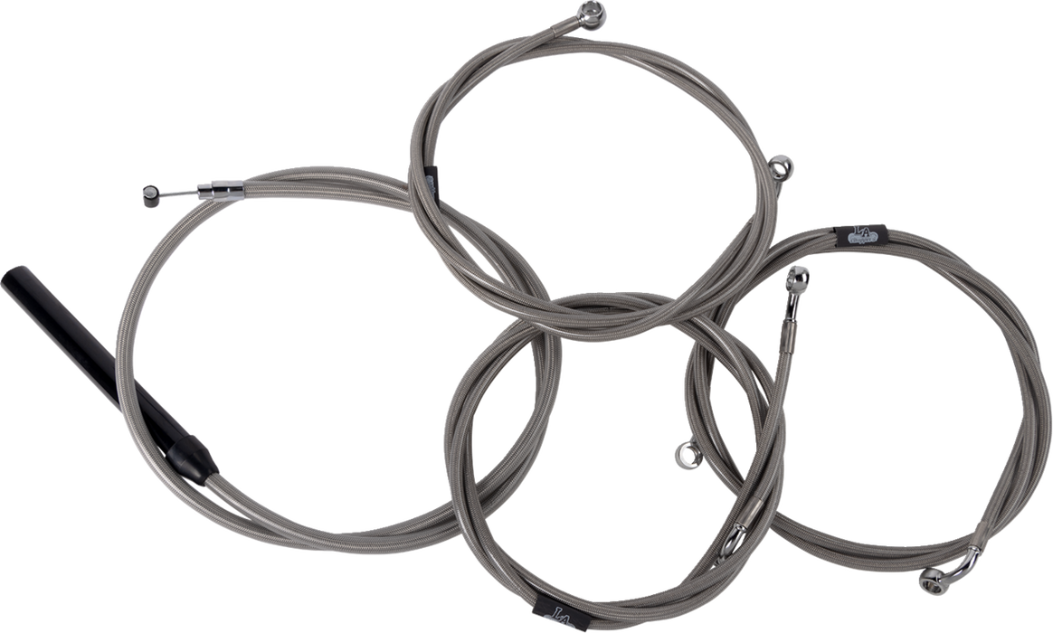 LA CHOPPERS Handlebar Cable/Brake Line Kit - Complete - 15" - 17" Handlebars - Stainless - FL '23-'24 - LA-8059KT2-16