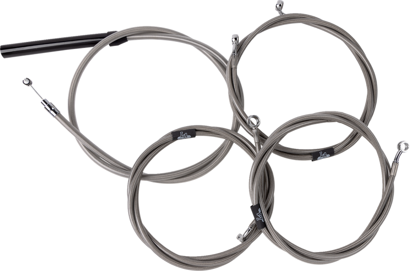 LA CHOPPERS Handlebar Cable/Brake Line Kit - Complete - 18" - 20" Handlebars - Stainless - Touring '23-'24 - LA-8059KT2-19