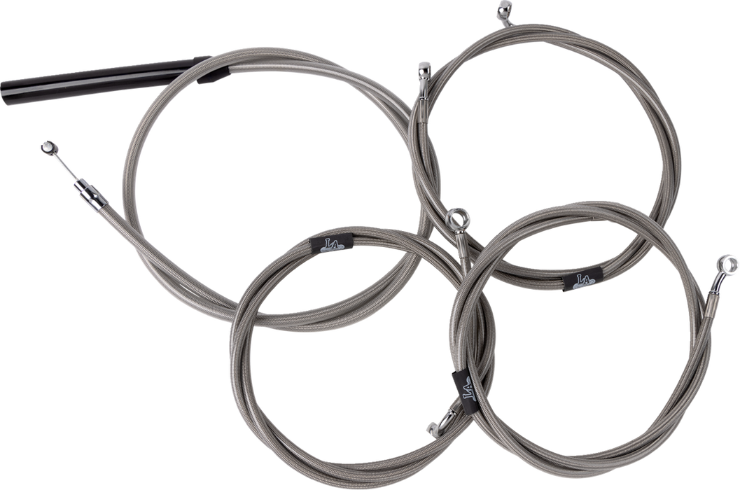 LA CHOPPERS Handlebar Cable/Brake Line Kit - Complete - 18" - 20" Handlebars - Stainless - FL '23-'24 - LA-8059KT2-19