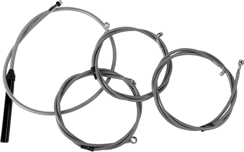 LA CHOPPERS Handlebar Cable/Brake Line Kit - Complete - Stock Handlebars - Stainless - Touring '23-'24 - LA-8059KT2-08
