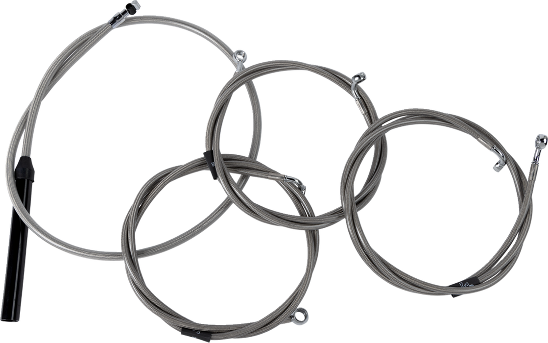 LA CHOPPERS Handlebar Cable/Brake Line Kit - Complete - Stock Handlebars - Stainless - FL '23-'24 - LA-8059KT2-08