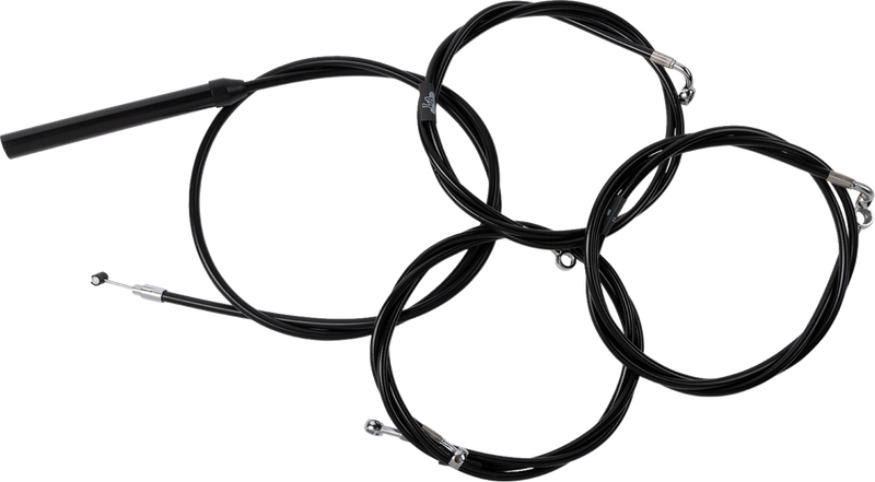 LA CHOPPERS Handlebar Cable/Brake Line Kit - Complete - 18" - 20" Handlebars - Black Vinyl - Touring '23-'24 - LA-8059KT2-19B