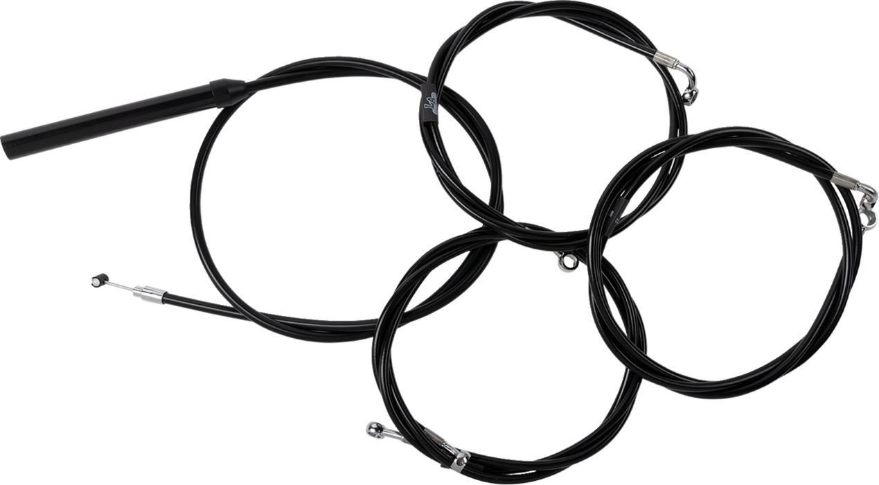 LA CHOPPERS Handlebar Cable/Brake Line Kit - Complete - 18" - 20" Handlebars - Black Vinyl - FL '23-'24 - LA-8059KT2-19B