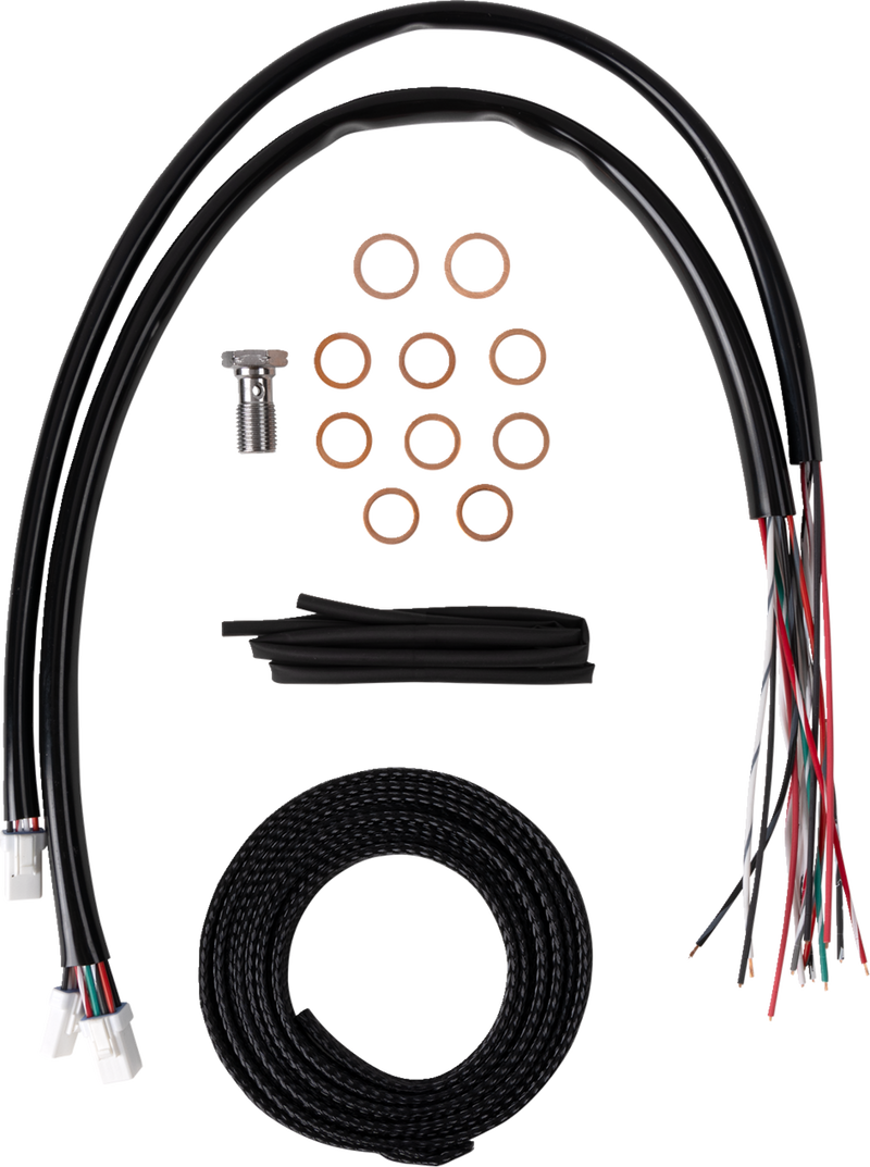 LA CHOPPERS Handlebar Cable/Brake Line Kit - Complete - 15" - 17" Handlebars - Stainless - Touring '23-'24 - LA-8059KT2-16
