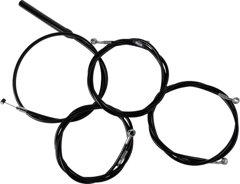 LA CHOPPERS Handlebar Cable/Brake Line Kit - Complete - Stock Handlebars - Black Vinyl - Touring '23-'24 - LA-8059KT2-08B
