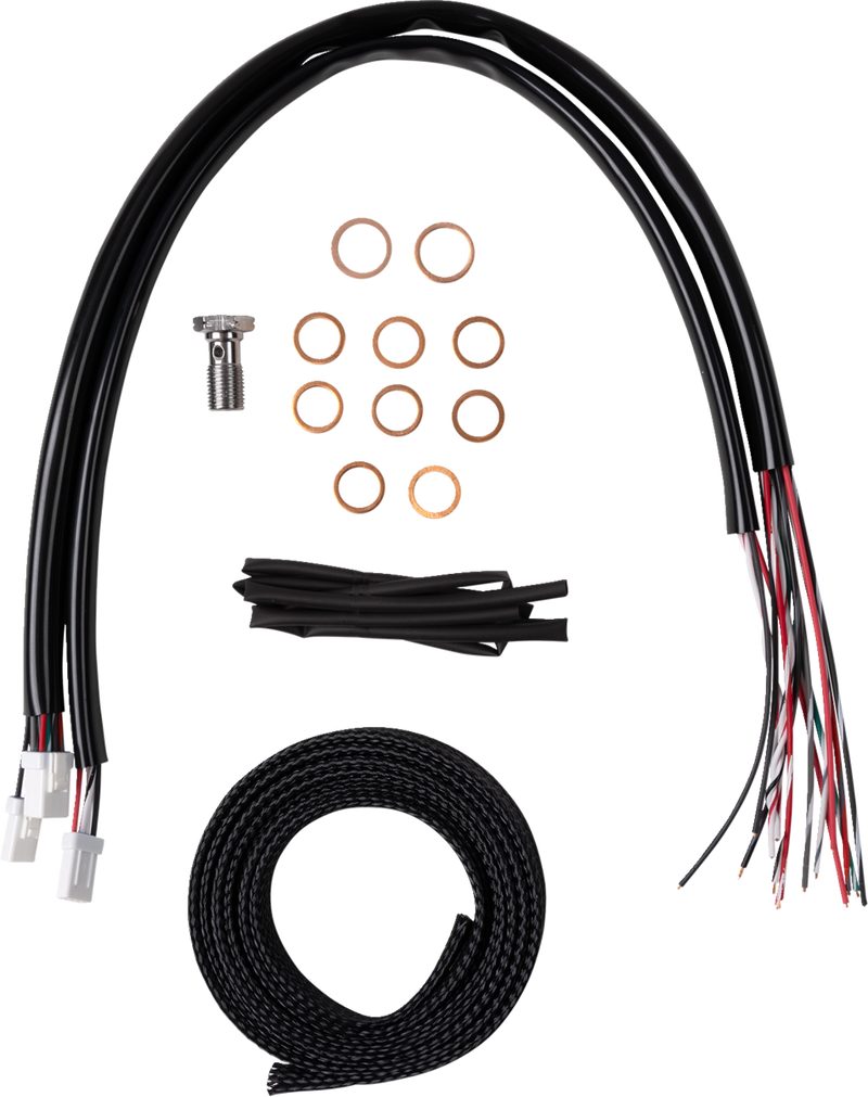 LA CHOPPERS Handlebar Cable/Brake Line Kit - Complete - 18" - 20" Handlebars - Stainless - Touring '23-'24 - LA-8059KT2-19