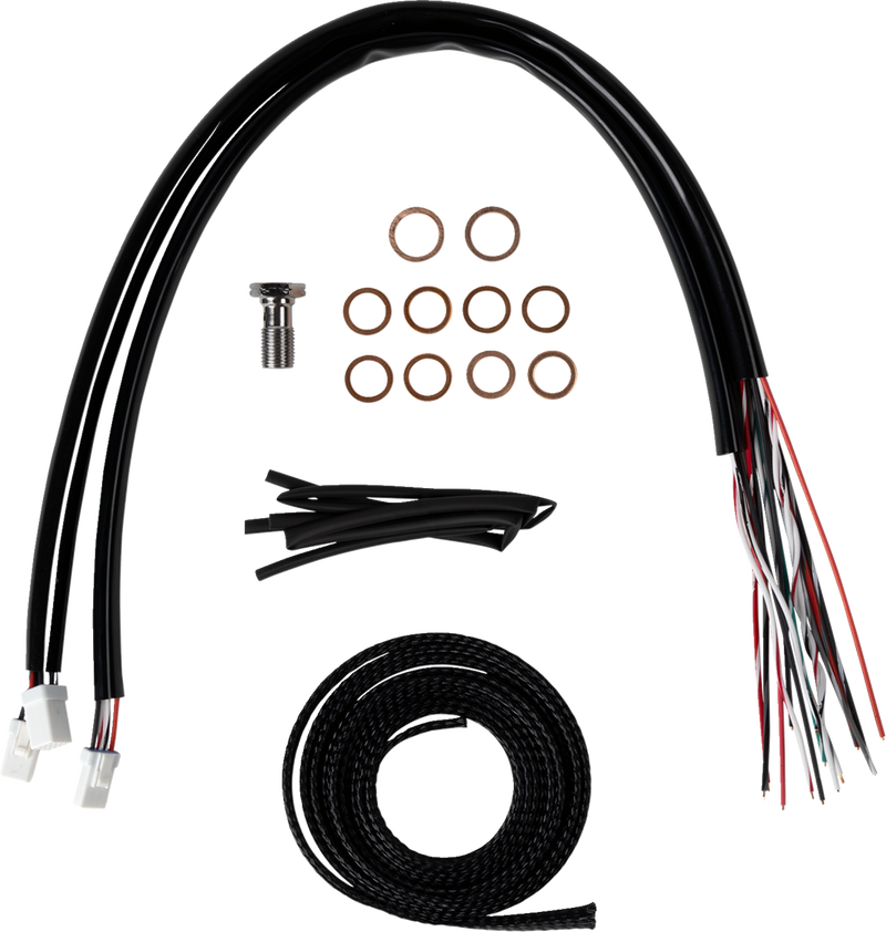 LA CHOPPERS Handlebar Cable/Brake Line Kit - Complete - Stock Handlebars - Stainless - Touring '23-'24 - LA-8059KT2-08