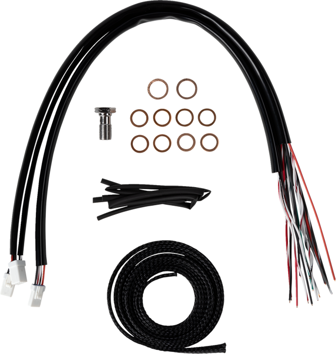 LA CHOPPERS Handlebar Cable/Brake Line Kit - Complete - Stock Handlebars - Stainless - FL '23-'24 - LA-8059KT2-08