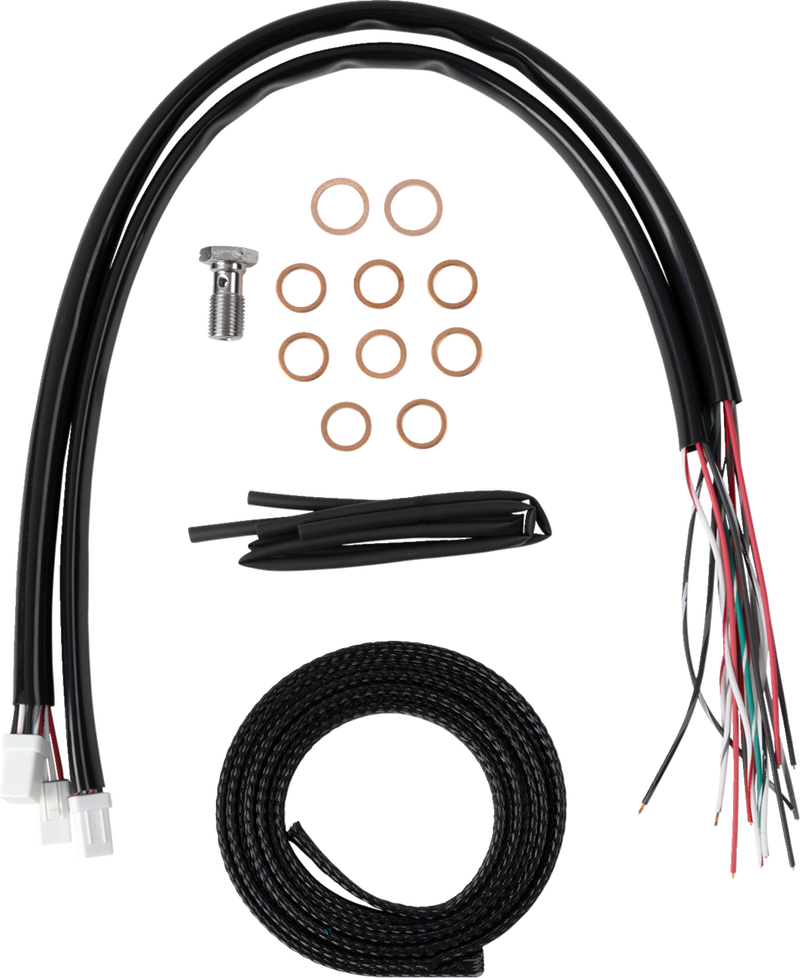 LA CHOPPERS Handlebar Cable/Brake Line Kit - Complete - Stock Handlebars - Black Vinyl - Touring '23-'24 - LA-8059KT2-08B