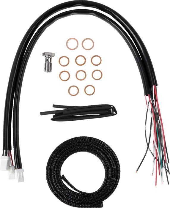 LA CHOPPERS Handlebar Cable/Brake Line Kit - Complete - Stock Handlebars - Black Vinyl - FK '23-'24 - LA-8059KT2-08B