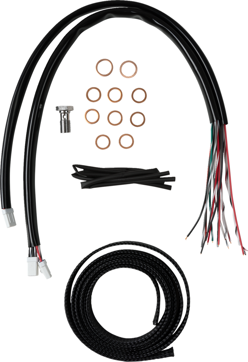 LA CHOPPERS Handlebar Cable/Brake Line Kit - Complete - 18" - 20" Handlebars - Black Vinyl - Touring '23-'24 - LA-8059KT2-19B