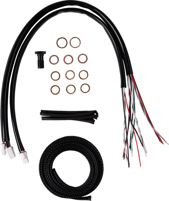 LA CHOPPERS Handlebar Cable/Brake Line Kit - Complete - Stock Handlebars - Midnight - FL '23-'24 - LA-8059KT2-08M