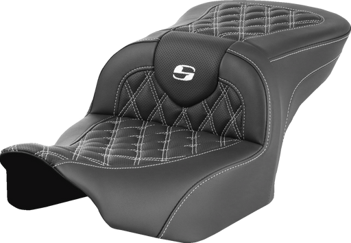 SADDLEMEN RoadSofa Seat - without Backrest - Lattice Stitch - White Stitch - FLTR/FLHX '23-'24 823-07-18206 - PartsOutlet.com.au