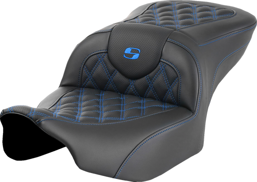 SADDLEMEN Roadsofa Seat - without Backrest - Blue Lattice Stitch - FLTR/FLHX '23-'24 823-07-18201 - PartsOutlet.com.au