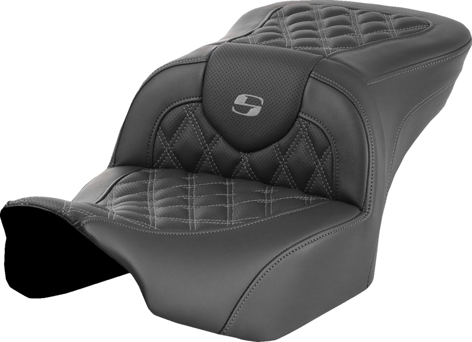 SADDLEMEN Roadsofa Seat - without Backrest - Gray Lattice Stitch - FLTR/FLHX '23-'24 823-07-18202 - PartsOutlet.com.au