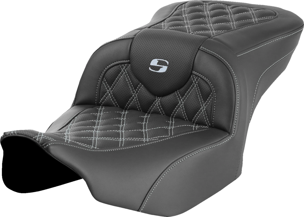 SADDLEMEN RoadSofa Seat - without Backrest - Lattice Stitch - Silver Stitch - FLTR/FLHX '23-'24 823-07-18205 - PartsOutlet.com.au