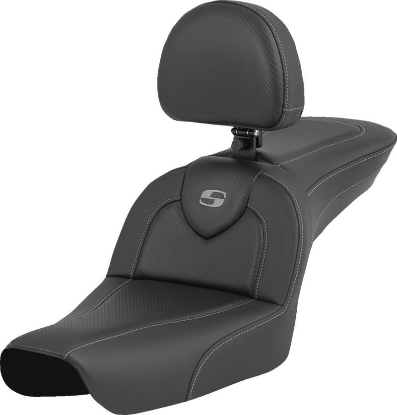 SADDLEMEN RoadSofa - Carbon Fiber - with Driver Backrest - FXDWG '04-'05 804-05-185BR - PartsOutlet.com.au