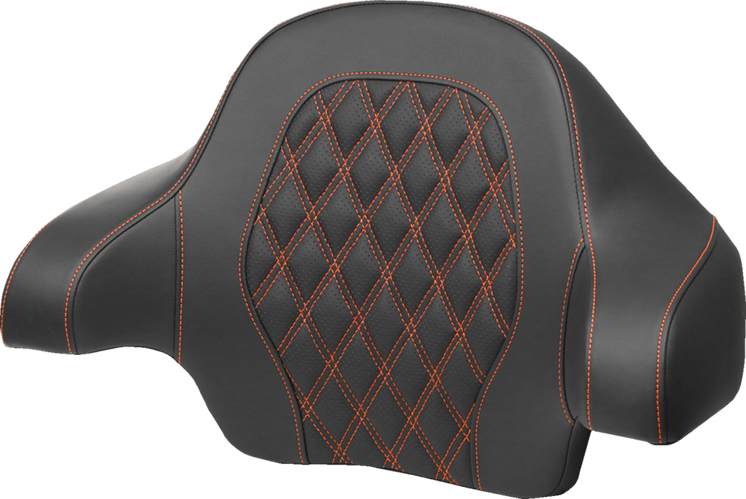 SADDLEMEN Tour-Pak Backrest Pad - Lattice Stitch - Orange Stitch - FL '14-'24 814-07-15003 - PartsOutlet.com.au