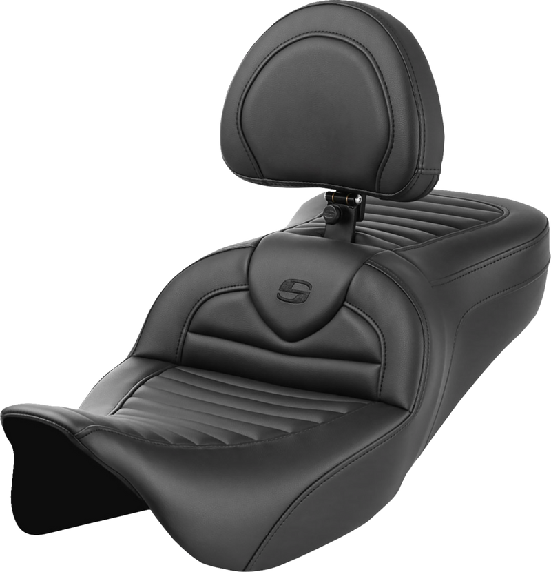 SADDLEMEN Roadsofa Seat - with Backrest - Tuck-n-Roll - FL '08-'23 808-07B-202B0 - PartsOutlet.com.au
