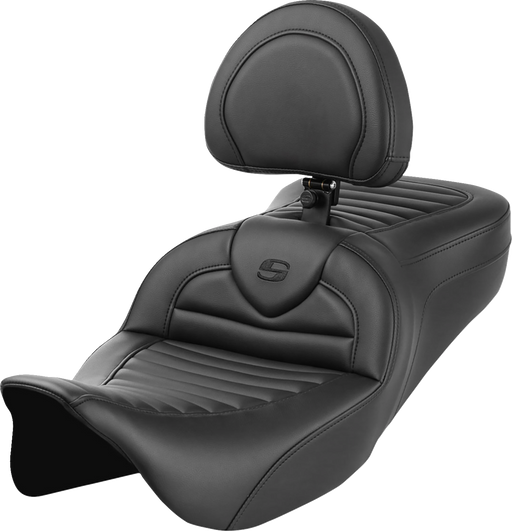 SADDLEMEN Roadsofa Seat - with Backrest - Tuck-n-Roll - FL '08-'23 808-07B-202B0 - PartsOutlet.com.au