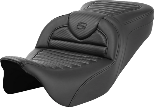 SADDLEMEN Roadsofa Seat - without Backrest - Tuck-n-Roll - Carbon Fiber - FL '08-'23 808-07B-20400 - PartsOutlet.com.au