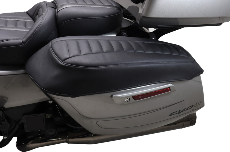 MUSTANG Deluxe Saddlebag Lid Coers - Black w/ Gunmetal Stitch - Touring 88404GM