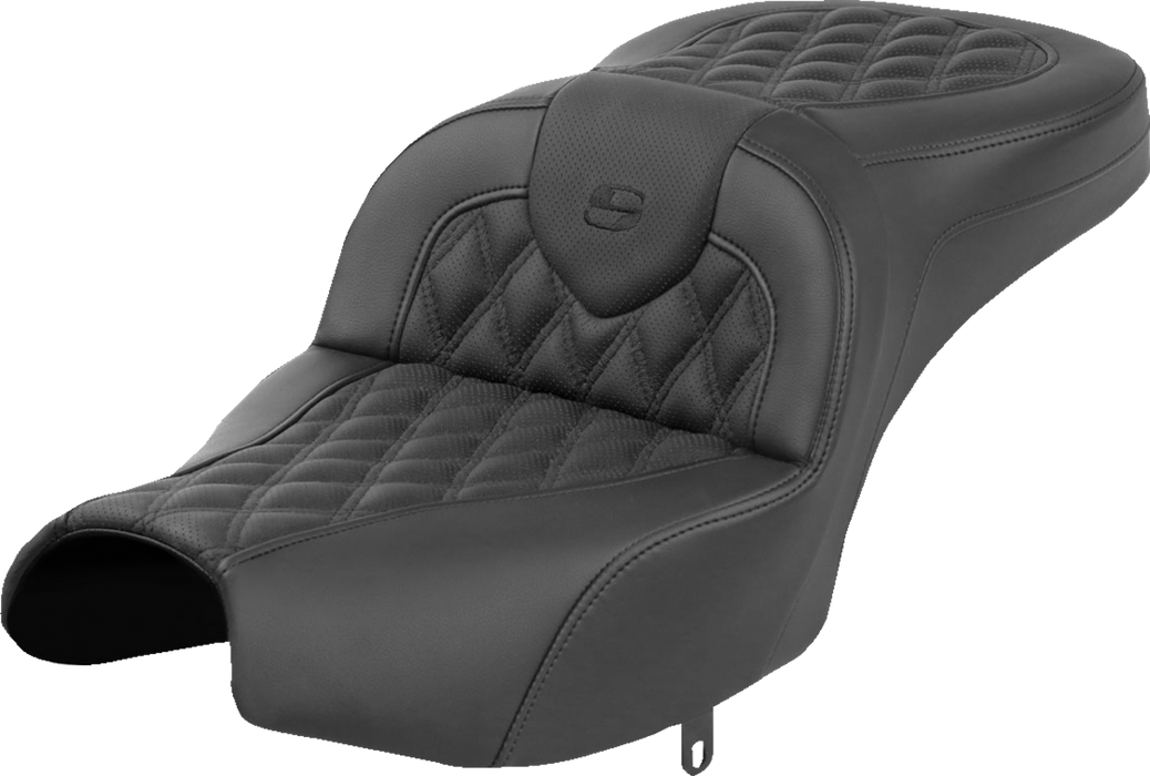 SADDLEMEN Roadsofa Seat - Without Backrest - Black - Lattice Stitch - Indian Pursuit '22-'24 - I22-02-182 - PartsOutlet.com.au