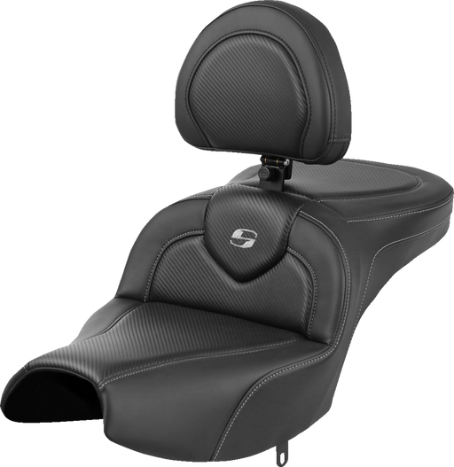 SADDLEMEN Roadsofa Seat - With Backrest - Black - Carbon Fiber - Indian Pursuit '22-'24 - I22-02-185BR - PartsOutlet.com.au