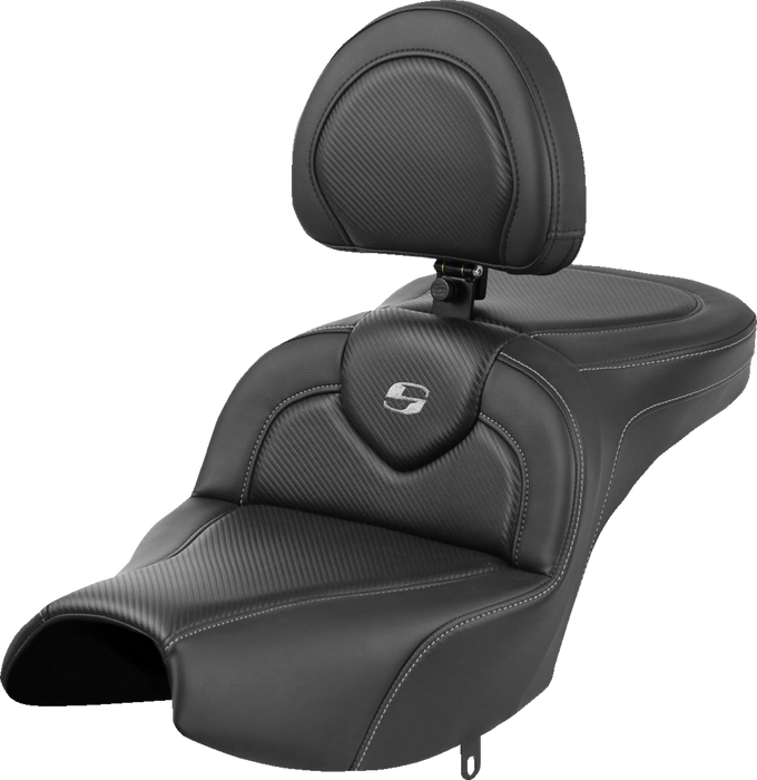 SADDLEMEN Roadsofa Seat - With Backrest - Black - Carbon Fiber - Indian Pursuit '22-'24 - I22-02-185BR - PartsOutlet.com.au