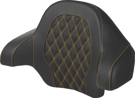 SADDLEMEN Tour-Pak? Backrest Pad - Lattice Stitch - Gold Stitch - FL '14-'24 - 814-07-15007 - PartsOutlet.com.au