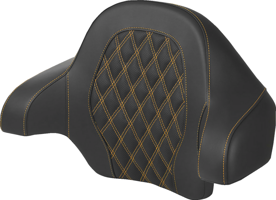 SADDLEMEN Tour-Pak? Backrest Pad - Lattice Stitch - Gold Stitch - FL '14-'24 - 814-07-15007 - PartsOutlet.com.au