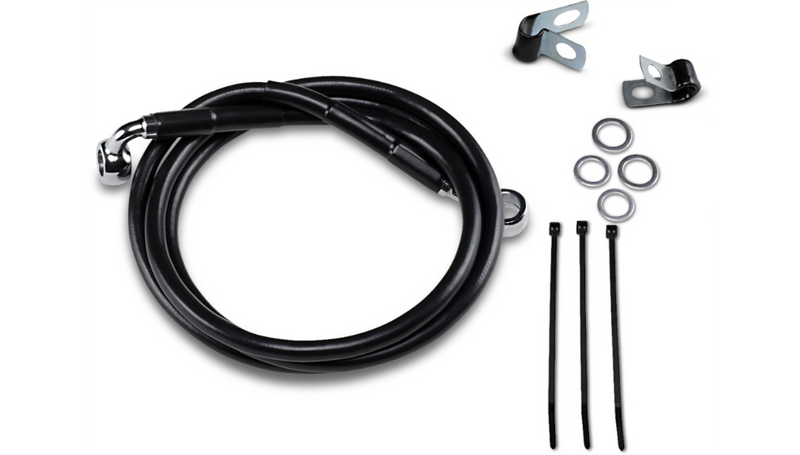 DRAG SPECIALTIES Brake Line - Front - Black - +4" - '99-'07 FXST - 640210-4BLK